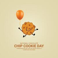 National Chocolate Chip Cookie Day Poster. Chocolate Chip Cookie element isolated on Template for background. Chocolate Chip Cookie creative ads, August 4. Important day vector