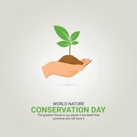 World Nature Conservation Day. world nature conservation day celebration creative ads design. july 28, . 3d illustration vector