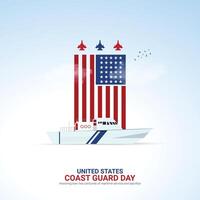 U.S. Coast Guard day creative ads. Coast Guard element isolated on Template for background. Coast Guard Design Poster, August 4. Important day vector