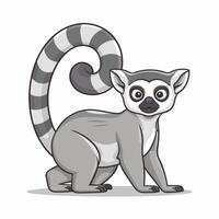 Collection of cute funny exotic lemurs isolated on white background. Set of adorable tropical animals or primates. Flat cartoon colorful illustration vector