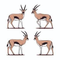 gazelle cartoon animal design flat illustration on white background side view antelope vector