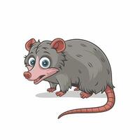 Cute cartoon opossum isolated on a white background. illustration vector