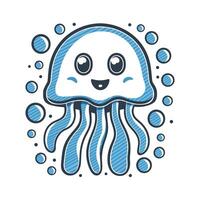 Cute Jellyfish Illustration on White background vector