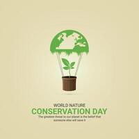 World Nature Conservation Day. world nature conservation day celebration creative ads design. july 28, . 3d illustration vector