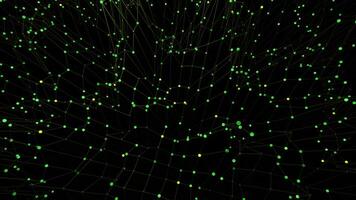 Green jumping tiny particles on a black background. Design. Small moving green dots, seamless loop. video