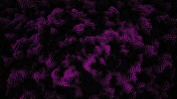 Abstract grainy texture creating effect of hilly terrain, seamless loop. Design. Pink and black moving and transforming cubic surface. video