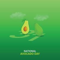 nacional aguacate día creativo anuncios diseño. aguacate vegetal icono aislado en un verde antecedentes. aguacate día póster, julio 31 importante día vector