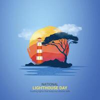 National Lighthouse Day creative ads design. Lighthouse Day element isolated on Template for background. Lighthouse Day Poster, , illustration, August 7. Important day vector