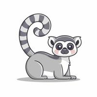 Collection of cute funny exotic lemurs isolated on white background. Set of adorable tropical animals or primates. Flat cartoon colorful illustration vector