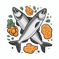 anchoa pez. ilustración dibujos animados plano icono aislado en blanco antecedentes. vector