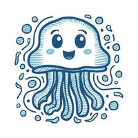 Cute Jellyfish Illustration on White background vector