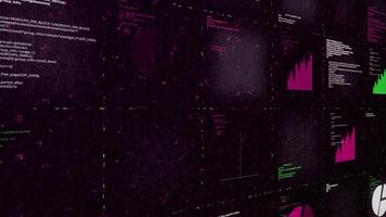 elektronisch samenvatting met diagrammen en tafels. animatie. virtueel tafel met grafieken voor bedrijf. bedrijf samenvattingen en programma teksten video