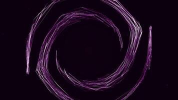 Purple abstraction composing a circle from a grid. Animation. A black background with a purple grid in the middle that makes up a geometric shape and rotates around itself. video