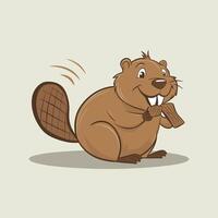 Beaver wild animal set illustration. Funny character in various poses cartoon design Isolated on white background. vector