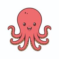 Octopus Cartoon Character Illustration Isolated on White Background vector