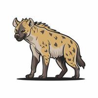 Set Hyena character with different action poses and views isolated on white background vector