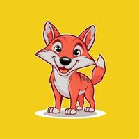 Cute Jackal cartoon animal illustration white background vector