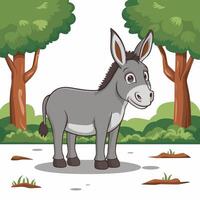 Cute cartoon funny donkey illustration for children. illustration of Cute cartoon funny donkey on white background. vector