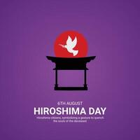 Hiroshima Remembrance Day Creative Ads Design. Hiroshima Atomic bombing element isolated on Template for background. Hiroshima Poster, August 6. Important day vector