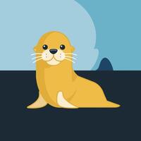 Cute seal cartoon animal design flat illustration isolated on white background vector