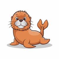 Cute seal cartoon animal design flat illustration isolated on white background vector