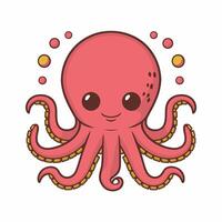 pulpo dibujos animados personaje ilustración aislado en blanco antecedentes vector