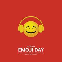 World Emoji Day Creative Ads Design. World Emoji Day, 17 july, , 3d illustration vector