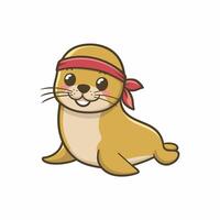 Cute seal cartoon animal design flat illustration isolated on white background vector