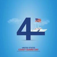 U.S. Coast Guard day creative ads. Coast Guard element isolated on Template for background. Coast Guard Design Poster, August 4. Important day vector