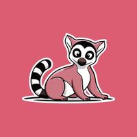 Collection of cute funny exotic lemurs isolated on white background. Set of adorable tropical animals or primates. Flat cartoon colorful illustration vector