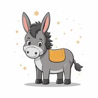 Cute cartoon funny donkey illustration for children. illustration of Cute cartoon funny donkey on white background. vector