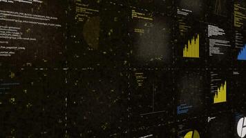 électronique sommaire avec diagrammes et les tables. animation. virtuel table avec graphiques pour entreprise. affaires résumés et programme des textes video