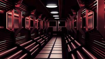 Futuristic 3d spaceship corridor. Design. Interior and futuristic design of corridor in 3D computer model. 3D model of corridor in spaceship video