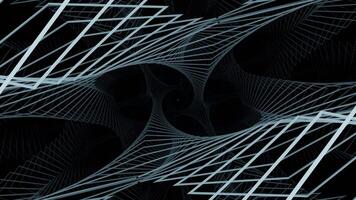 Optical illusion with a twisted monochrome tunnel, seamless loop. design. Crossed lines looking like spider web. video