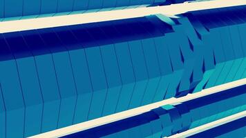 Colored blue rotating pillars creating visual spiral effect. Design. Reflective columns formed by spinning tiles on a white background. video