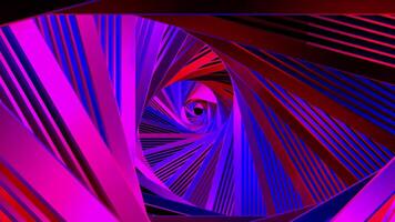 abstract kleurrijk spiraal tunnel met hypnotiserend en psychedelisch effect, naadloos lus. beweging. knippert helder contrasterend lichten en kleuren van een roterend hal. video