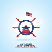 U.S. Coast Guard day creative ads. Coast Guard element isolated on Template for background. Coast Guard Design Poster, August 4. Important day vector