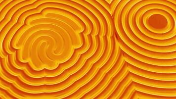 Abstract orange and yellow ripples. Design. Hypnotic effect of radial shaped waves narrowing down with two blinking figures. video