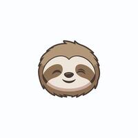 cute baby sloths. Lazy wild animal lies on branch, climbs trees or eats green leaves. illustration in flat style. white background vector