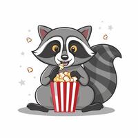 Cute Baby Raccoons Cartoon Illustration Design Isolated on White Background vector