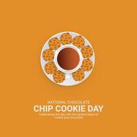 National Chocolate Chip Cookie Day Poster. Chocolate Chip Cookie element isolated on Template for background. Chocolate Chip Cookie creative ads, August 4. Important day vector