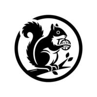 Squirrel logo. Squirrel with acorn silhouette icon on white background vector