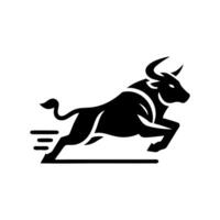 black and white bull logo. running bull logo vector