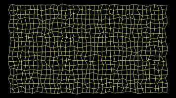 Yellow and red grid. Animation. A bright thin large grid on a black background that bends and sways slightly in abstraction. video