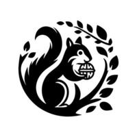 Squirrel logo. Squirrel with acorn silhouette icon on white background vector