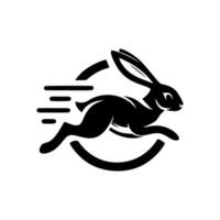 Logos of rabbit is running. Black bunny running logo concept. Rabbit logo design vector