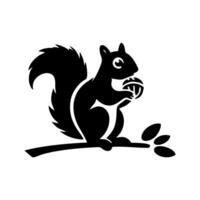 Squirrel logo. Squirrel with acorn silhouette icon on white background vector