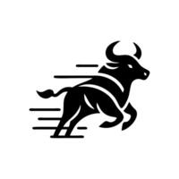 black and white bull logo. running bull logo vector