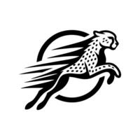 corriendo leopardo animal logo en negro y blanco. leopardo logo diseño vector