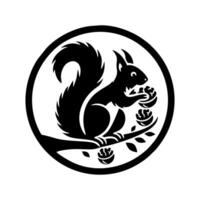 Squirrel logo. Squirrel with acorn silhouette icon on white background vector